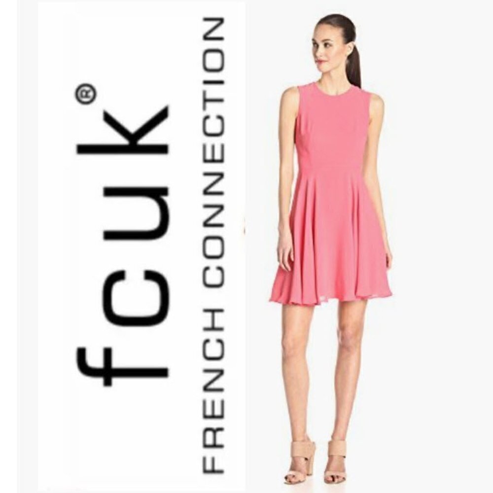 French Connection Ana Crepe Sleeveless Fit-and-Flare Dress 10